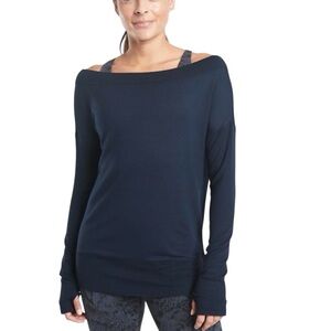 ATHLETA Studio Barre Sweatshirt Women’s Medium Navy Blue Relaxed Fit Size M